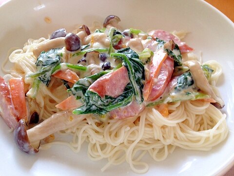 変わり素麺(=ﾟωﾟ)ﾉカルボナーラ風